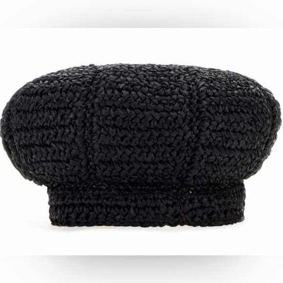 Prada Accessories - Prada Women’s Black Raffia Beret Hat - Size S